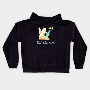 Eat the Rich Cat Topple Funny Quote Kids Hoodie